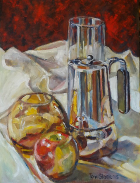 Still Life With Glass, Apple and Metal 004